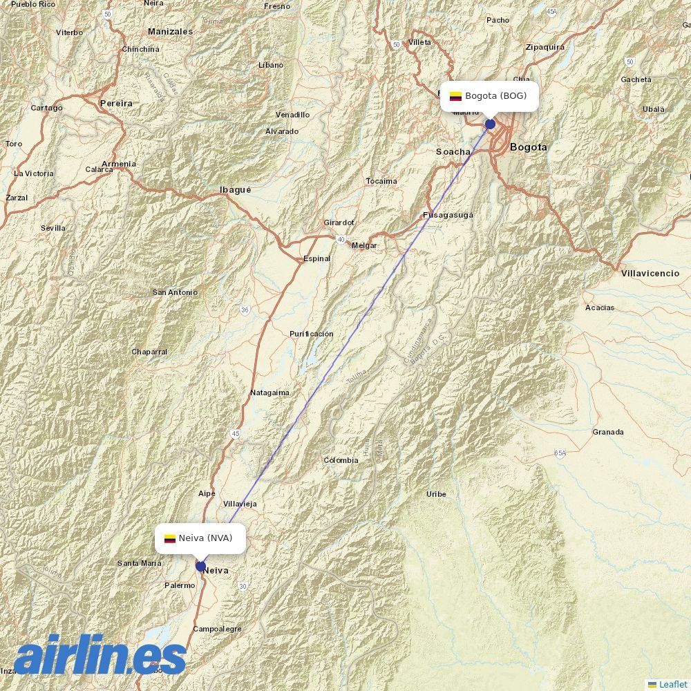 AVIANCA from Benito Salas destination map