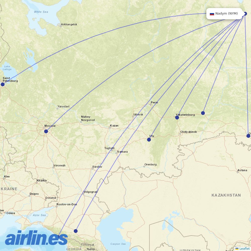 Yamal Airlines at NYM route map