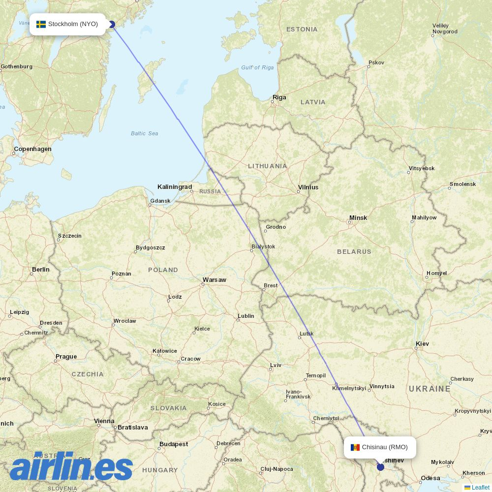 Karinou Airlines at NYO route map