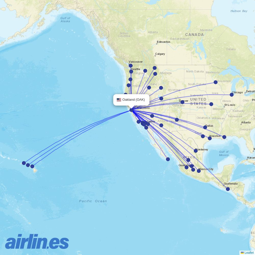 VivaAerobus from Metropolitan Oakland International destination map