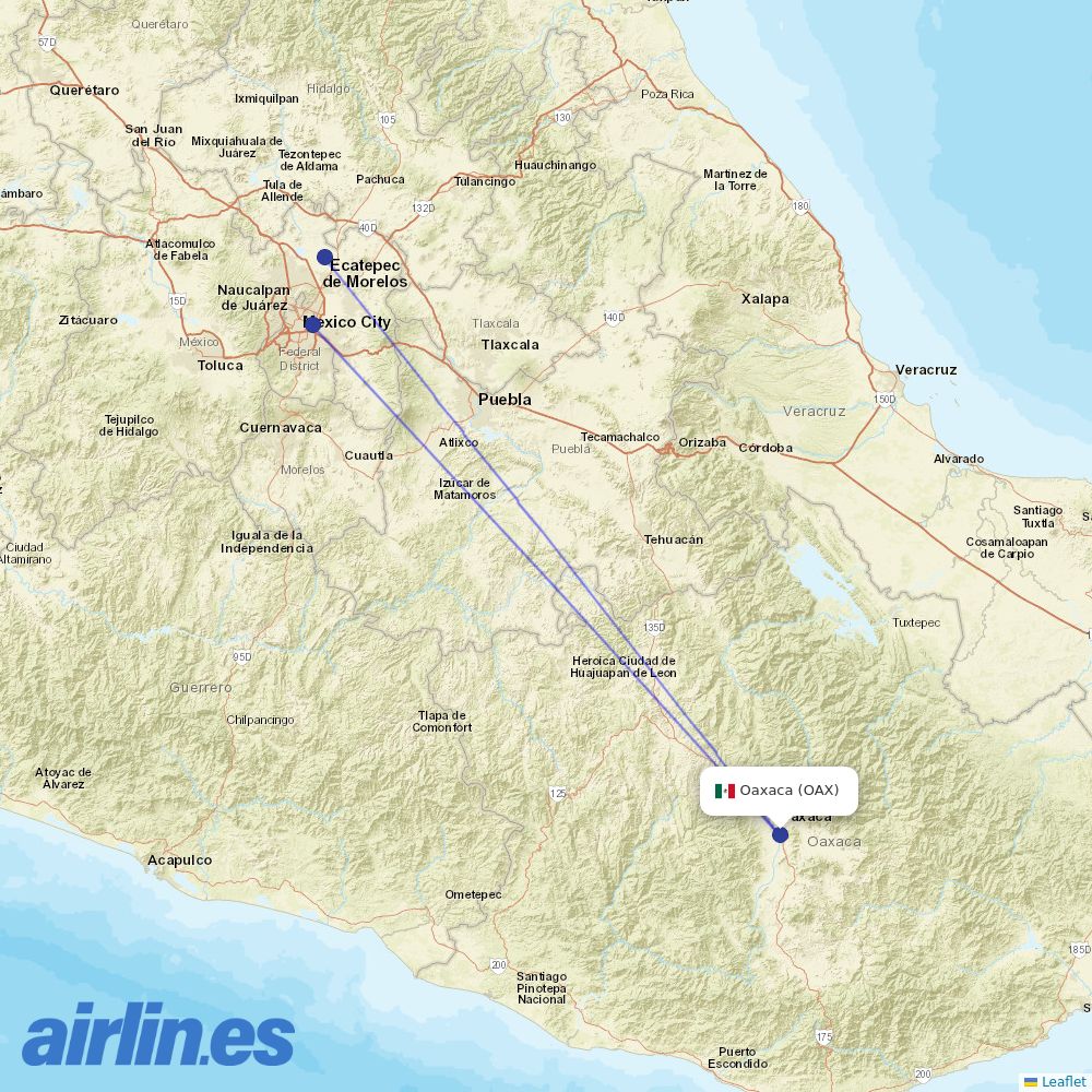 Aeromexico at OAX route map