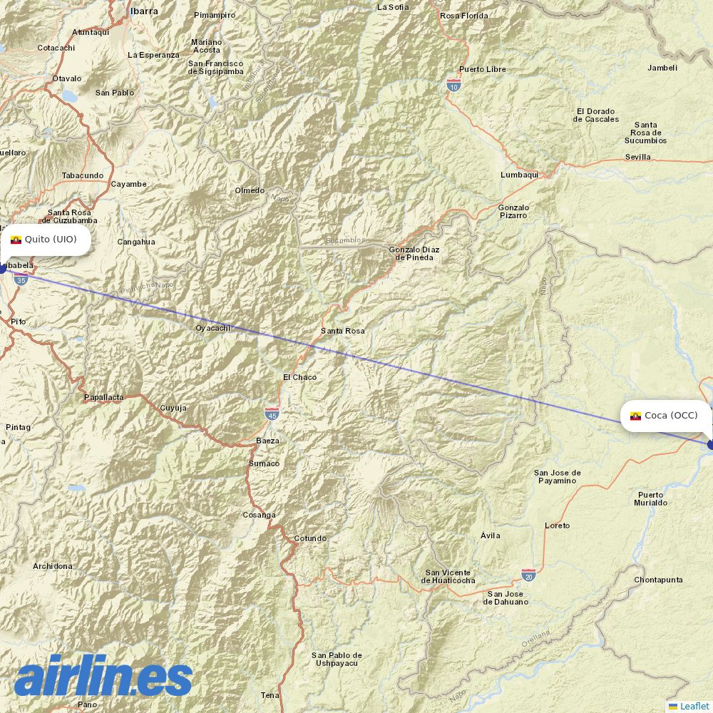 LATAM Airlines from Francisco De Orellana destination map