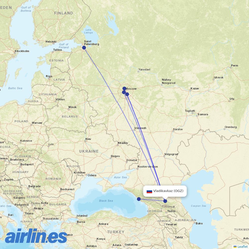 S7 Airlines from Beslan Airport destination map