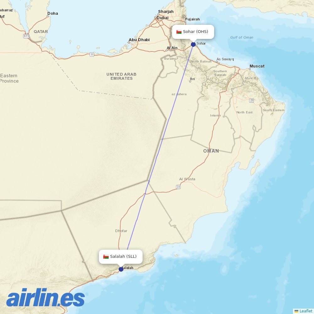 Salam Air at OHS route map