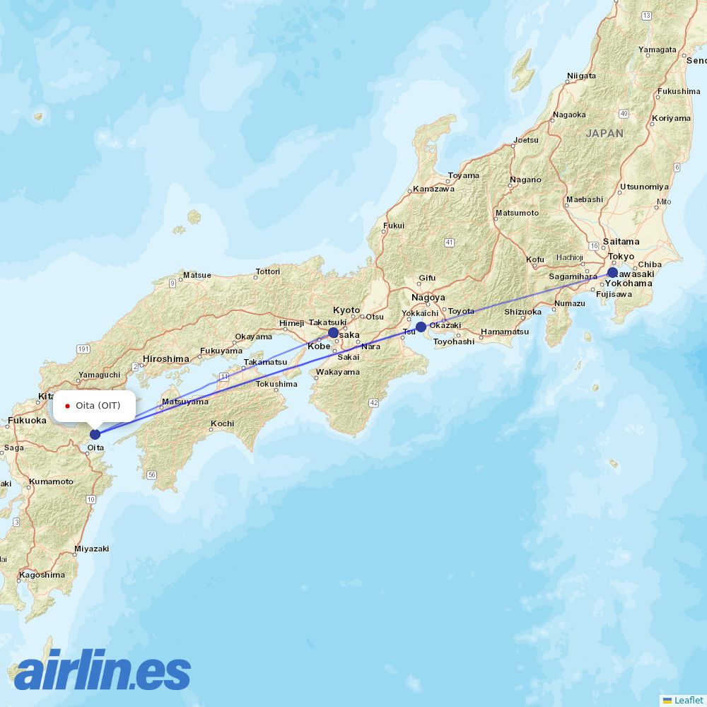 ANA from Oita destination map