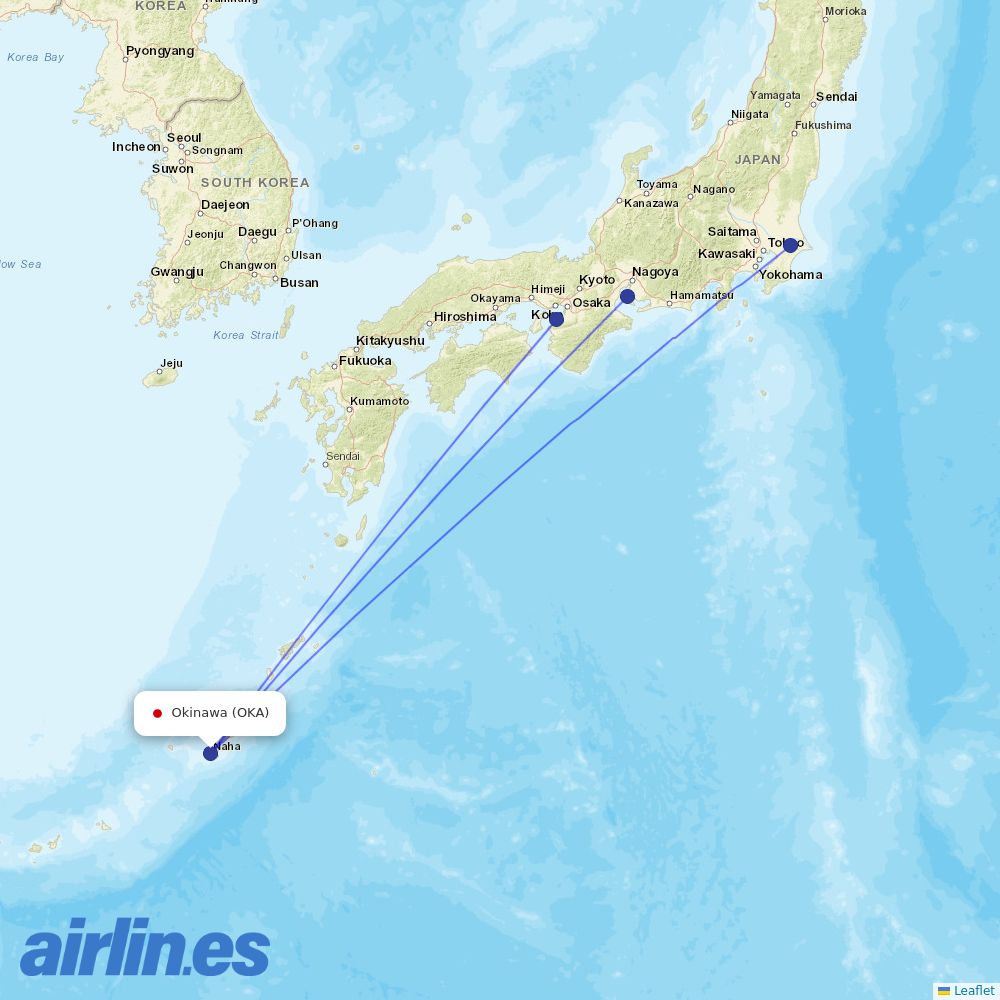 Jetstar Japan at OKA route map