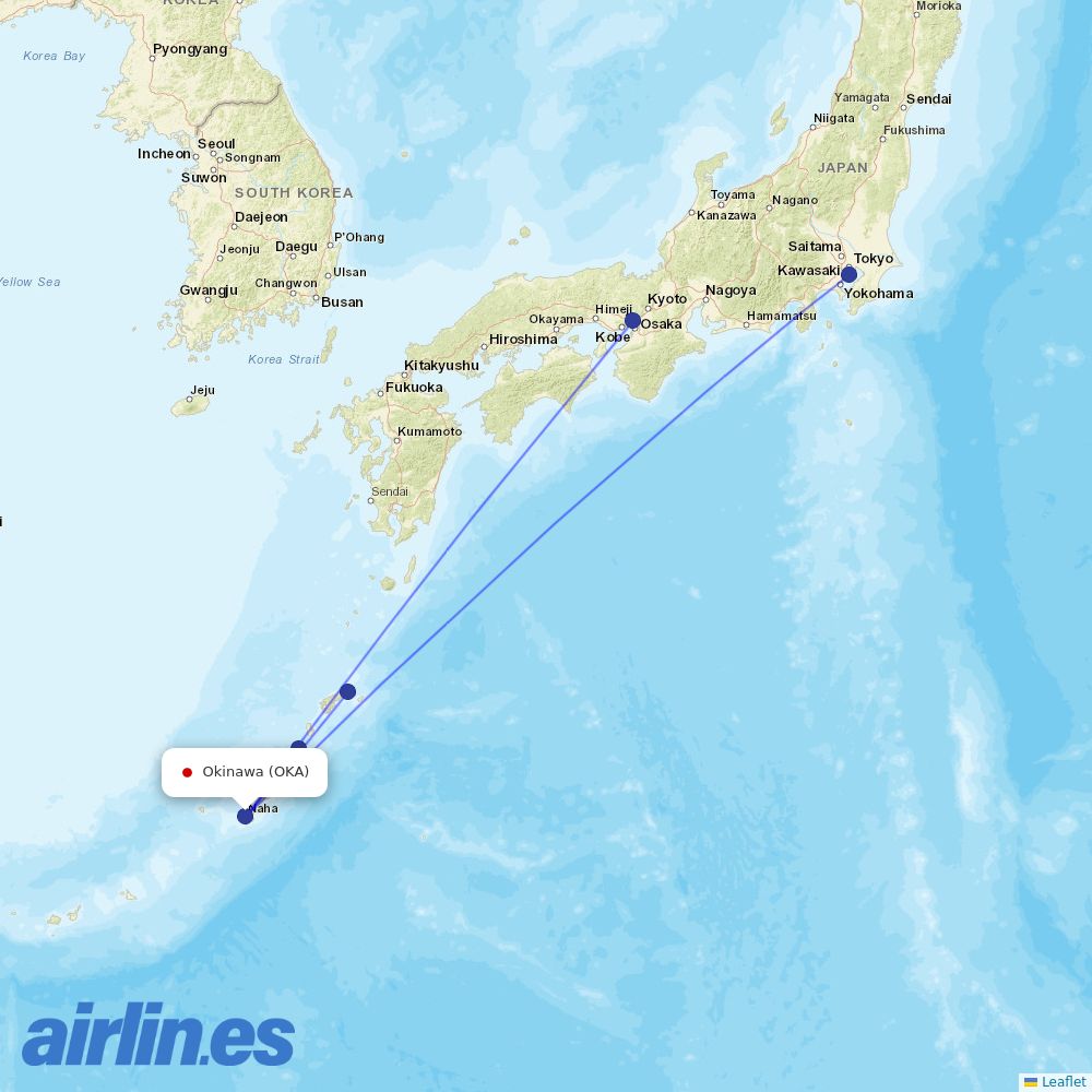 JAL at OKA route map