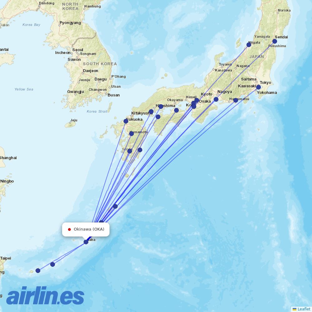 ANA at OKA route map