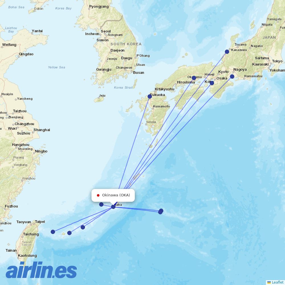 Japan Transocean Air from Okinawa destination map