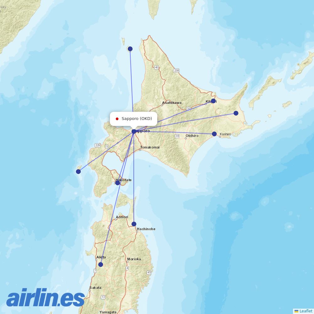 JAL at OKD route map