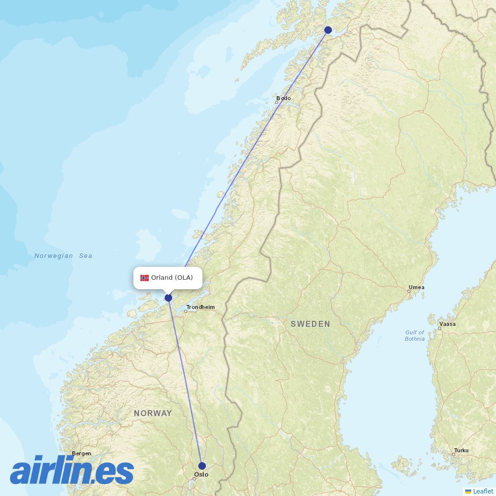 DAT from Orland Airport destination map