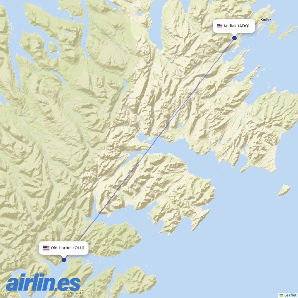 Island Air Service at OLH route map
