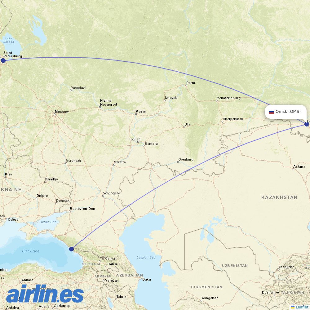 Nordwind Airlines at OMS route map