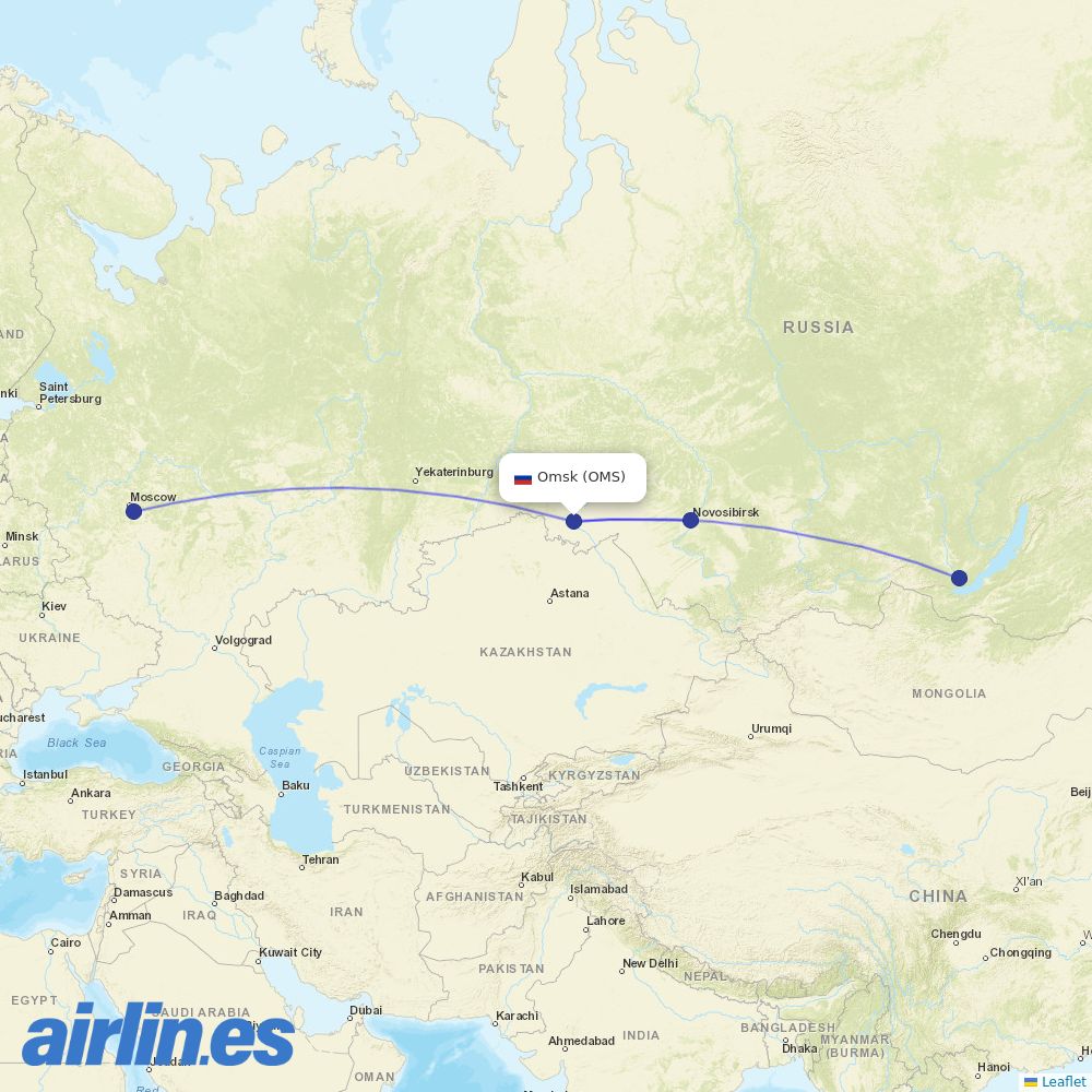 S7 Airlines at OMS route map