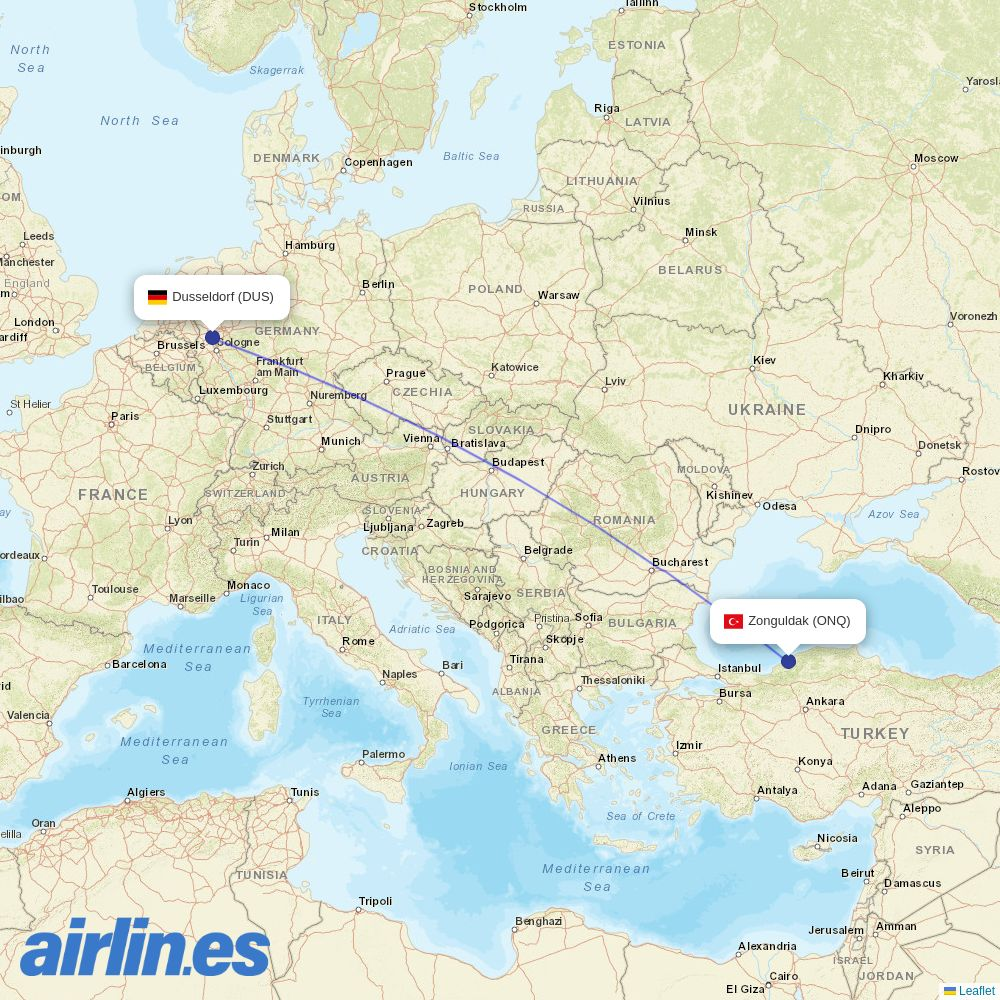 Corendon Airlines at ONQ route map