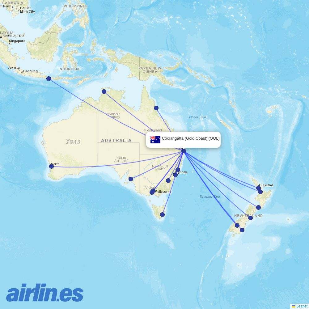 FlyPelican at OOL route map