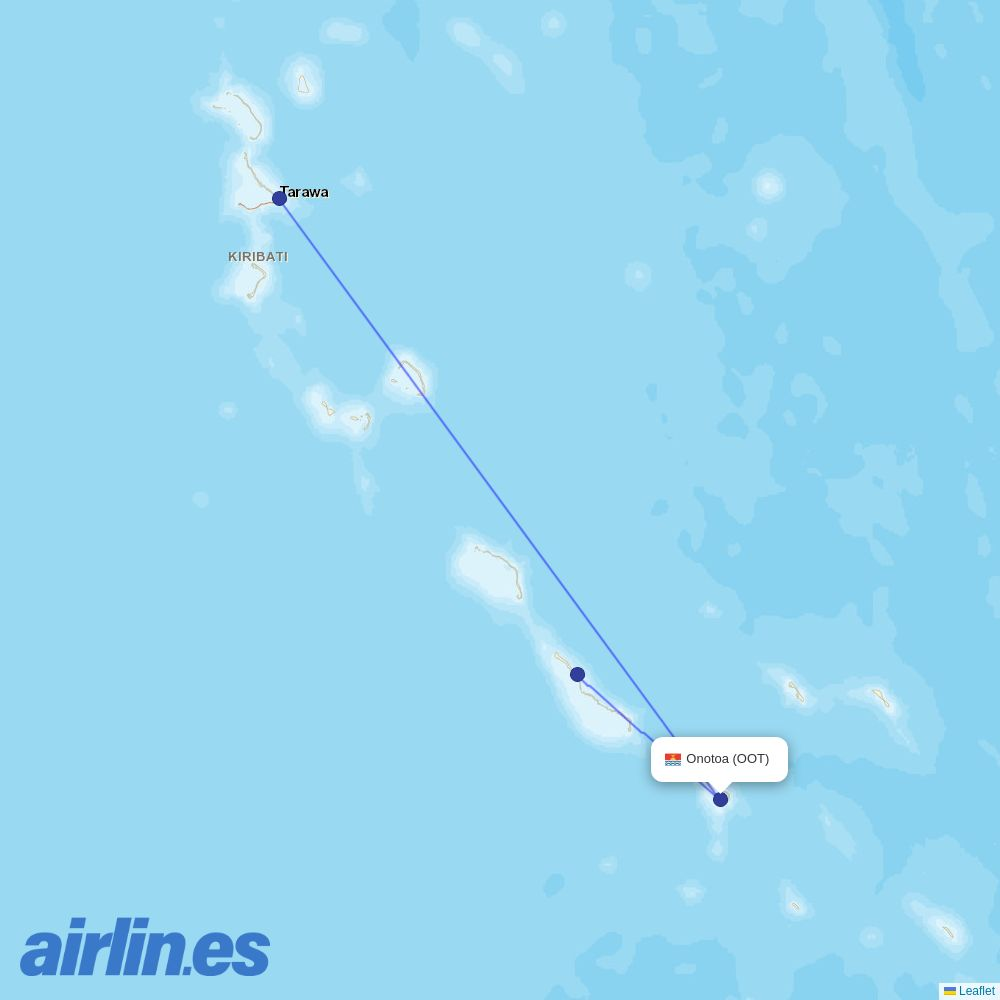 Air Kiribati at OOT route map