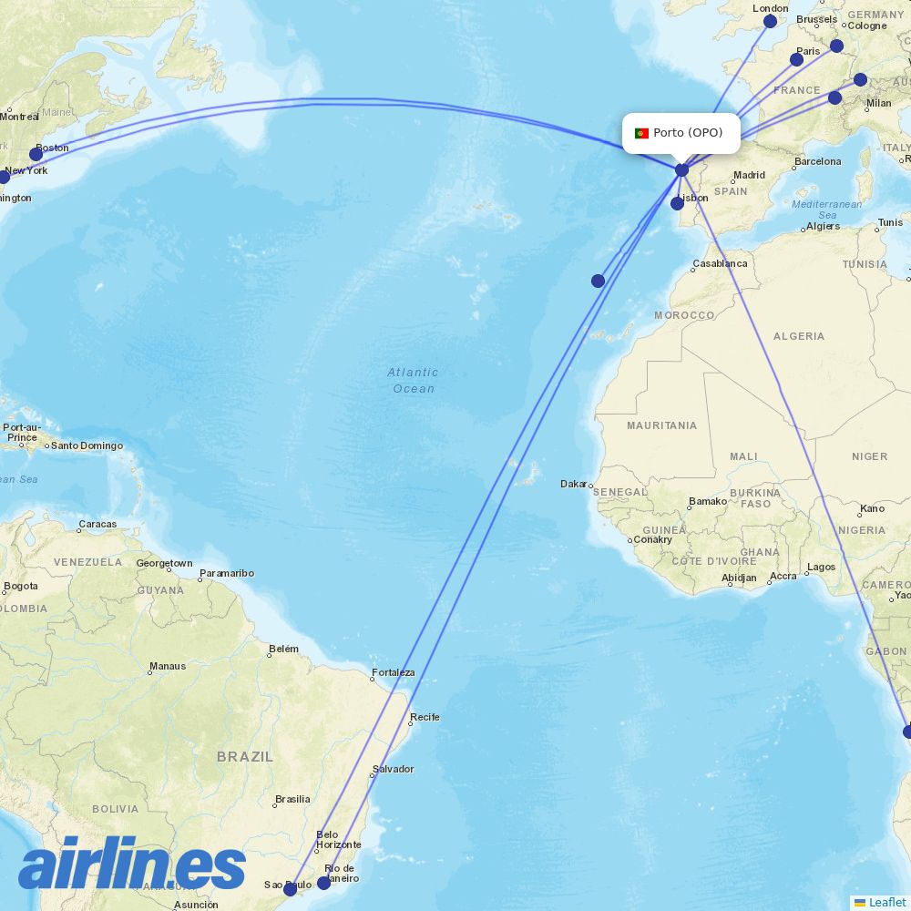 TAP at OPO route map