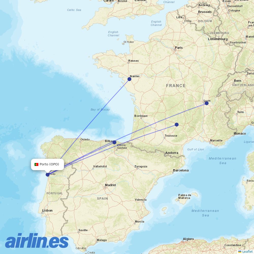 Volotea from Porto Airport destination map