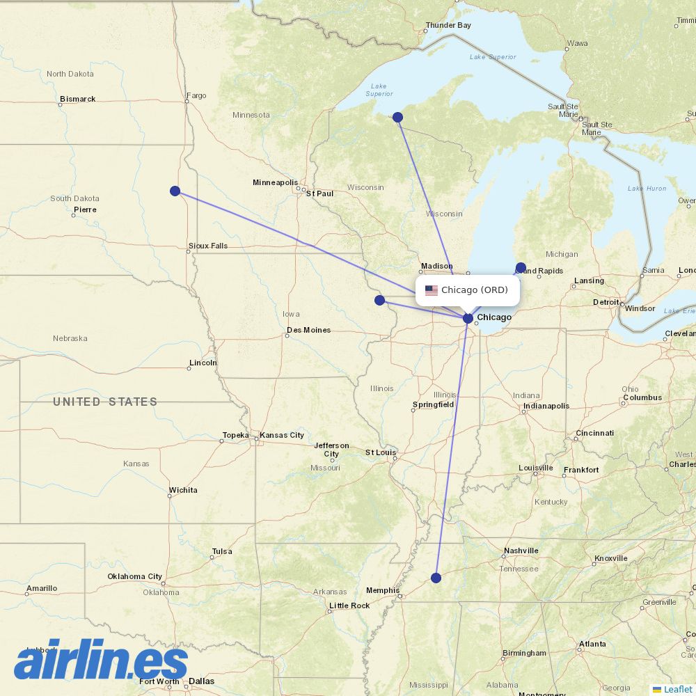 Key Lime Air at ORD route map