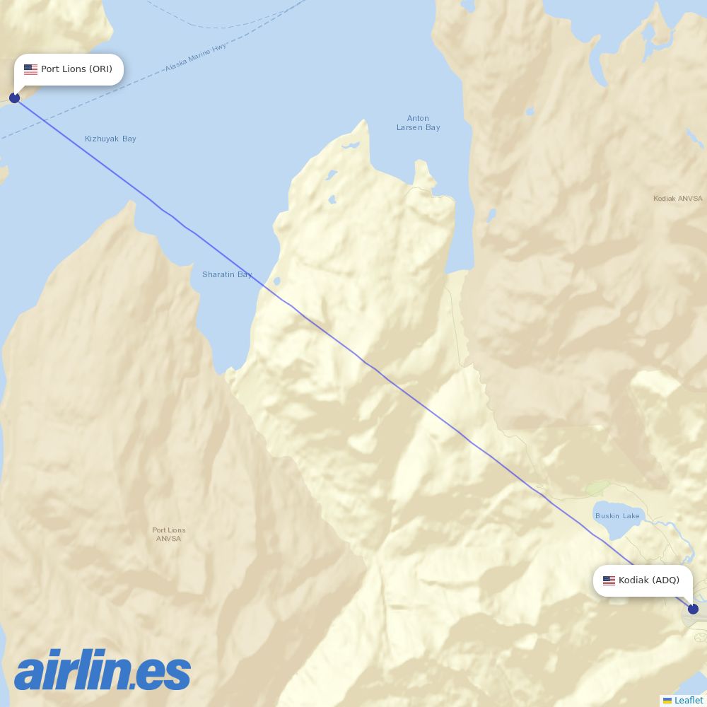 Island Air Service at ORI route map