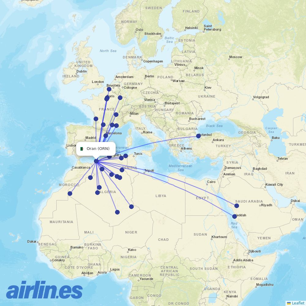 Air Algerie at ORN route map