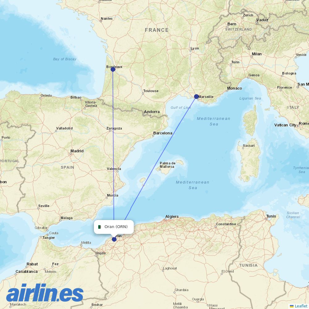Volotea from Es Senia destination map
