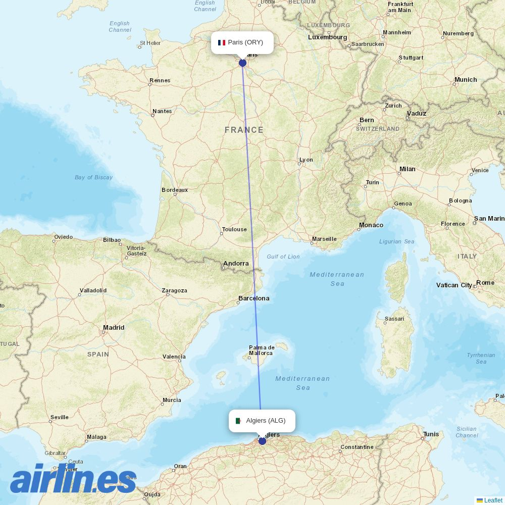 ASL Airlines France at ORY route map