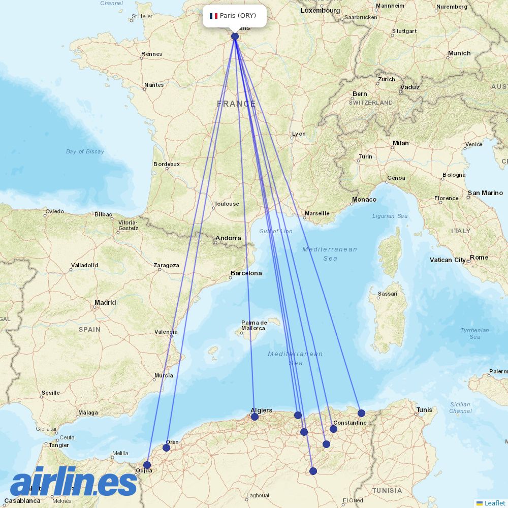 Air Algerie at ORY route map