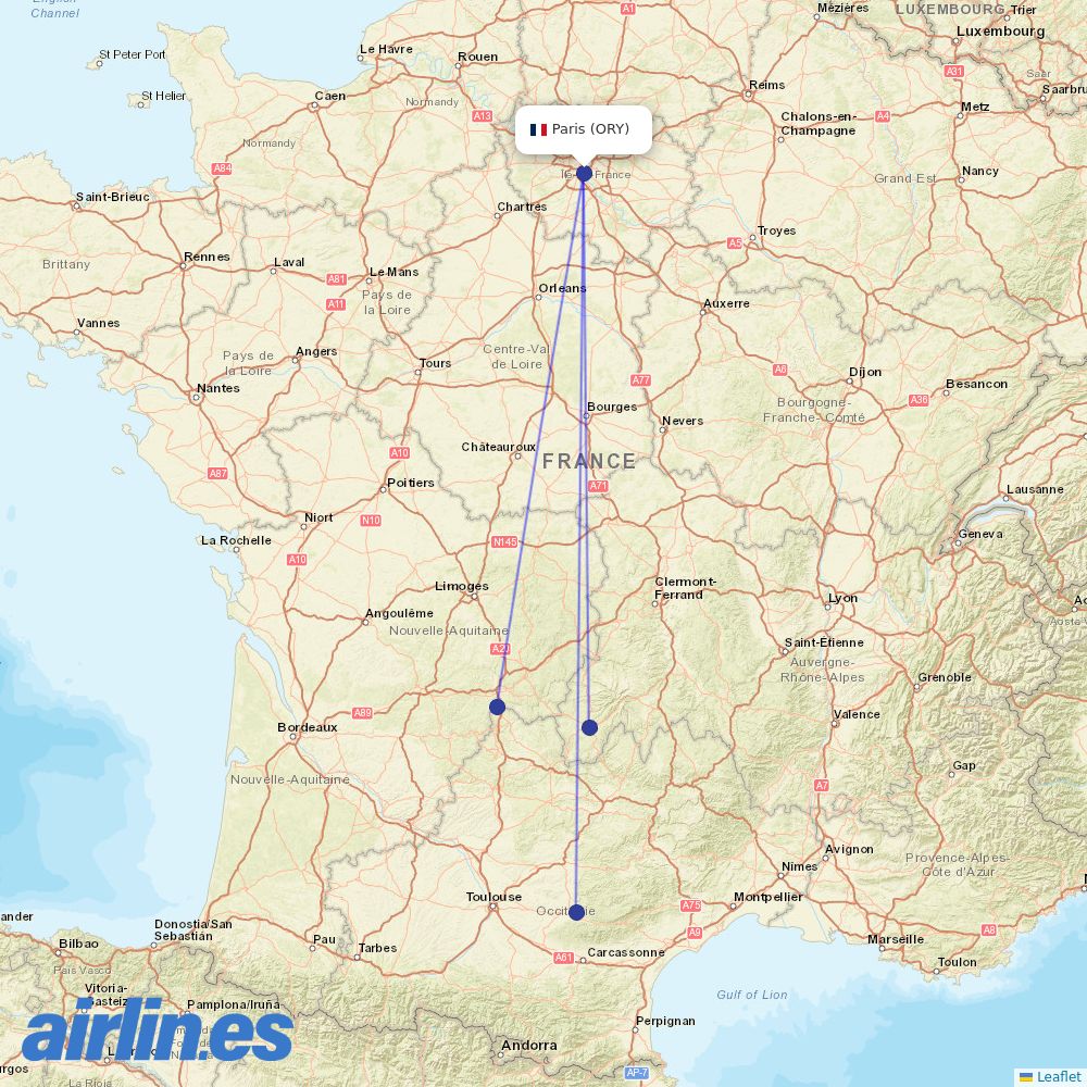 Chalair at ORY route map