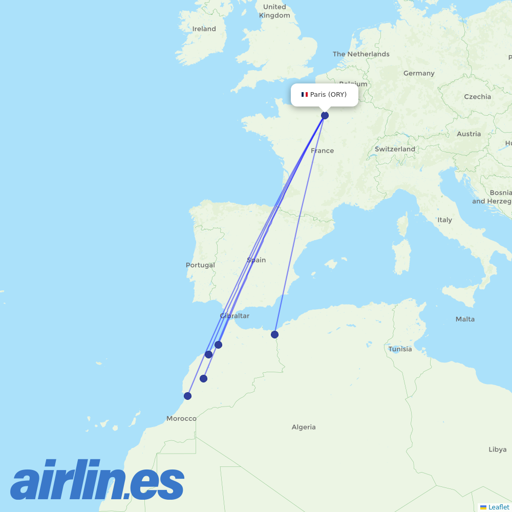 TUI fly at ORY route map