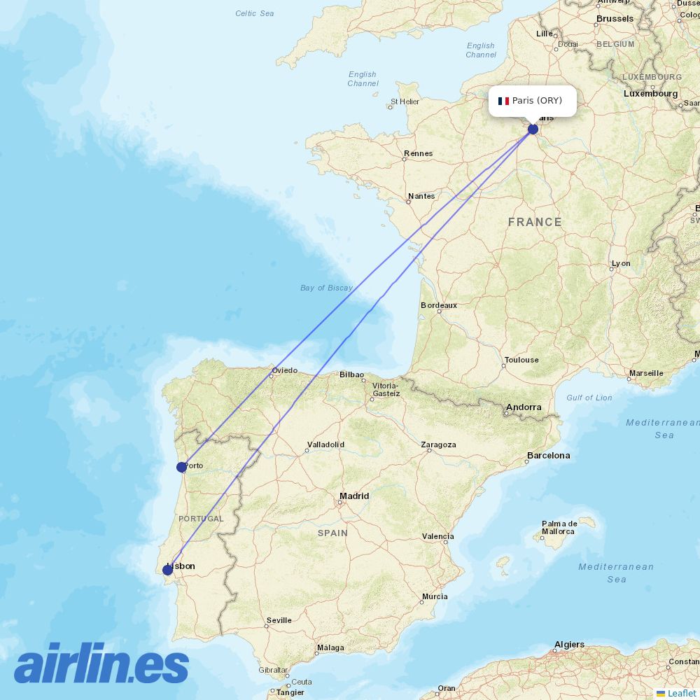 TAP at ORY route map