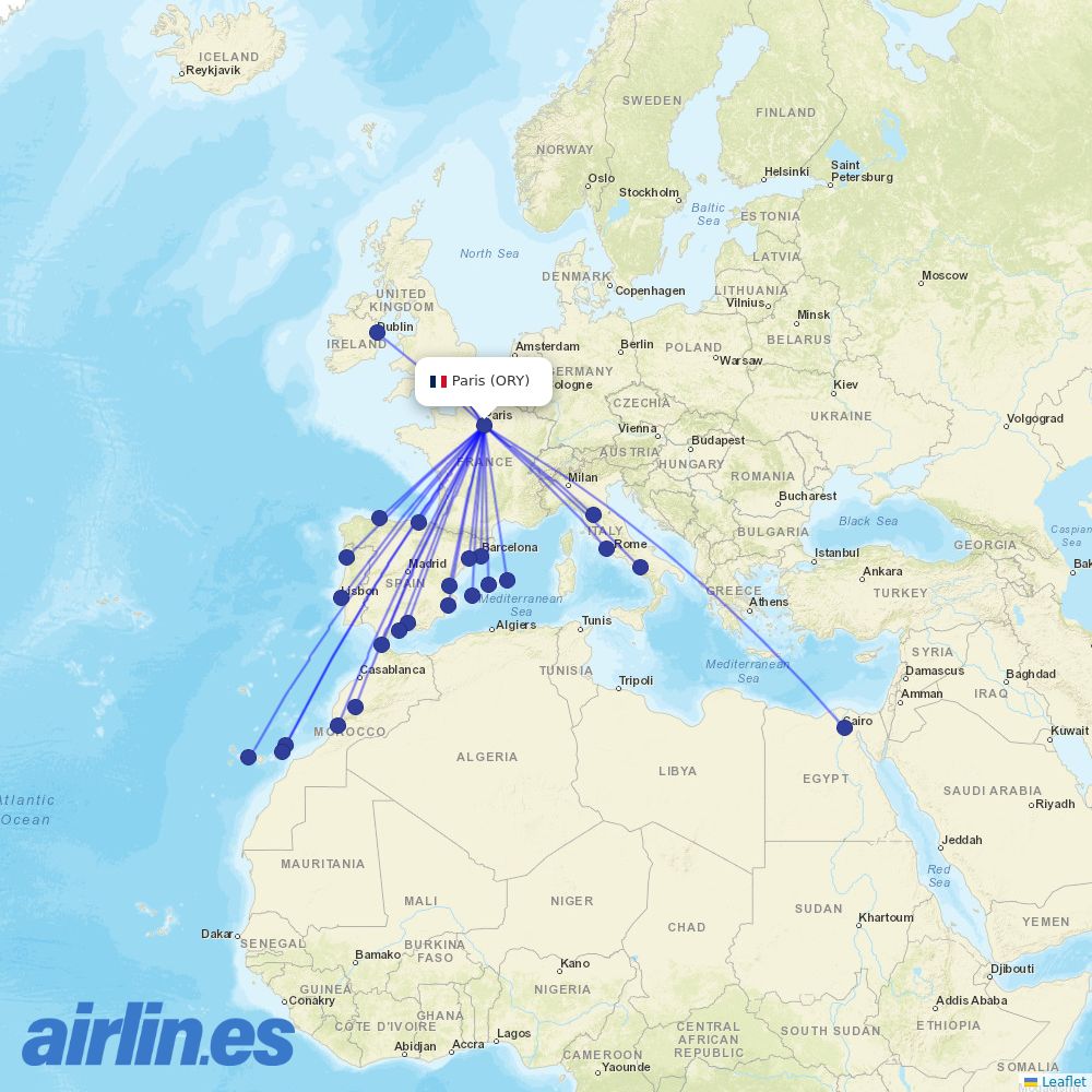 Vueling at ORY route map