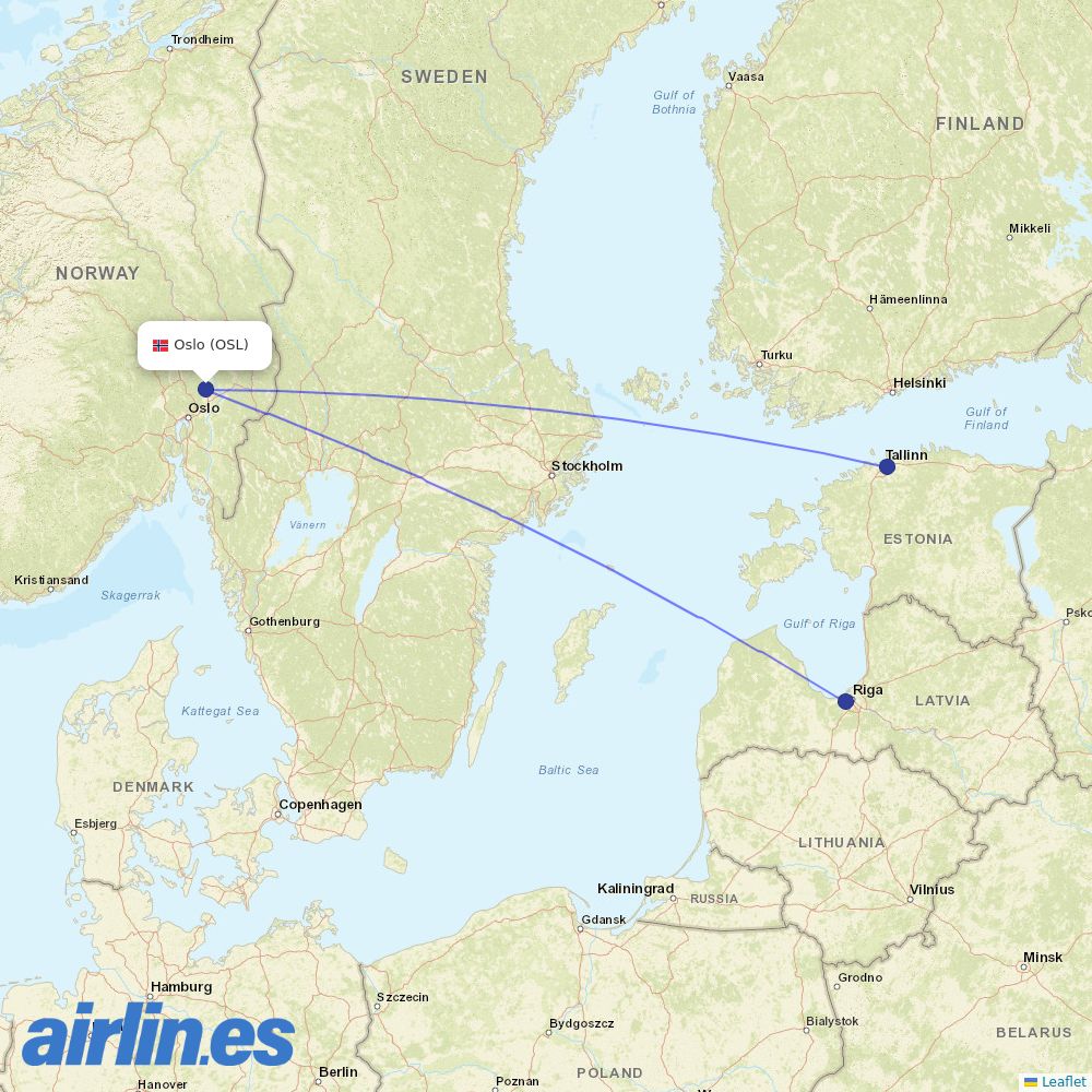 Air Baltic at OSL route map