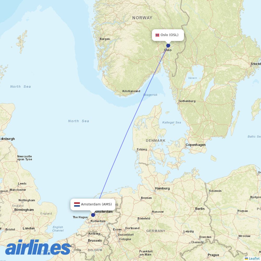 KLM at OSL route map