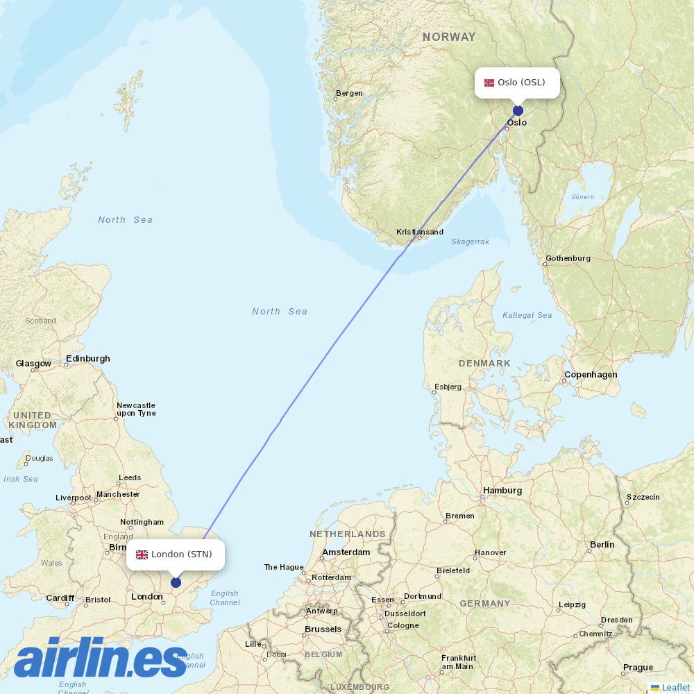 Ryanair UK at OSL route map