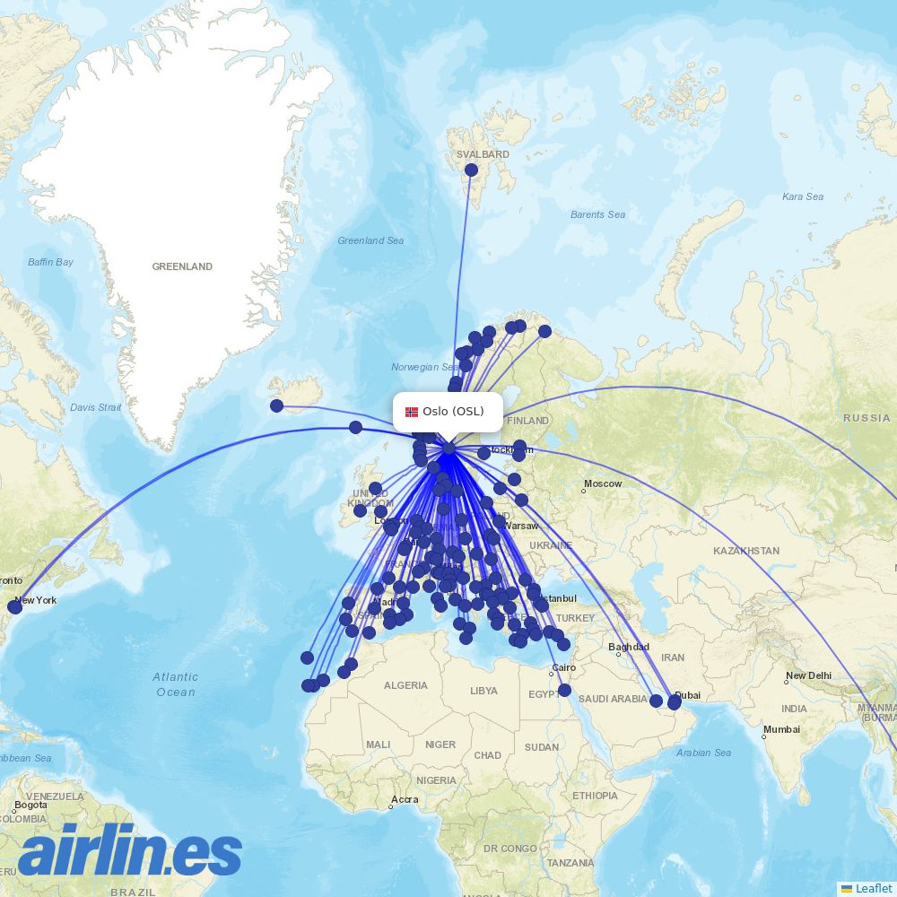 SAS at OSL route map