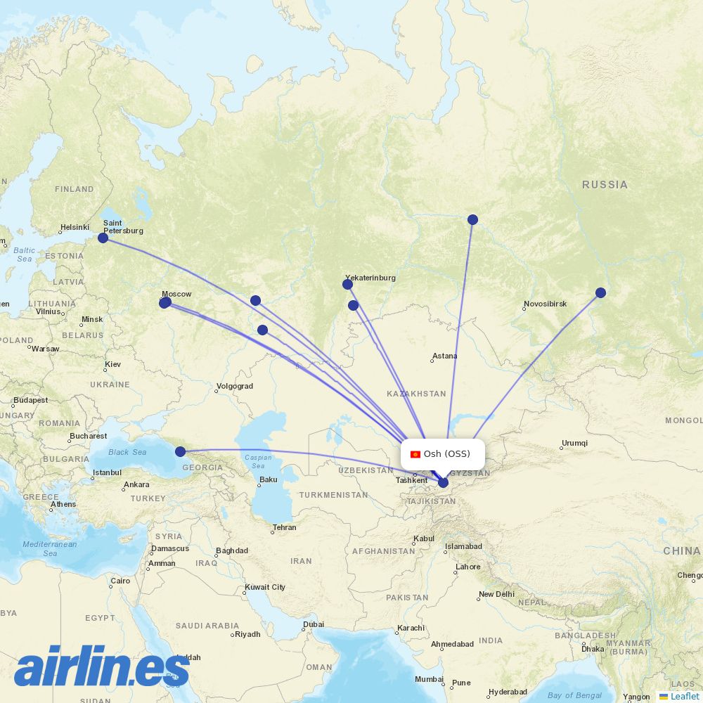 Ural Airlines at OSS route map
