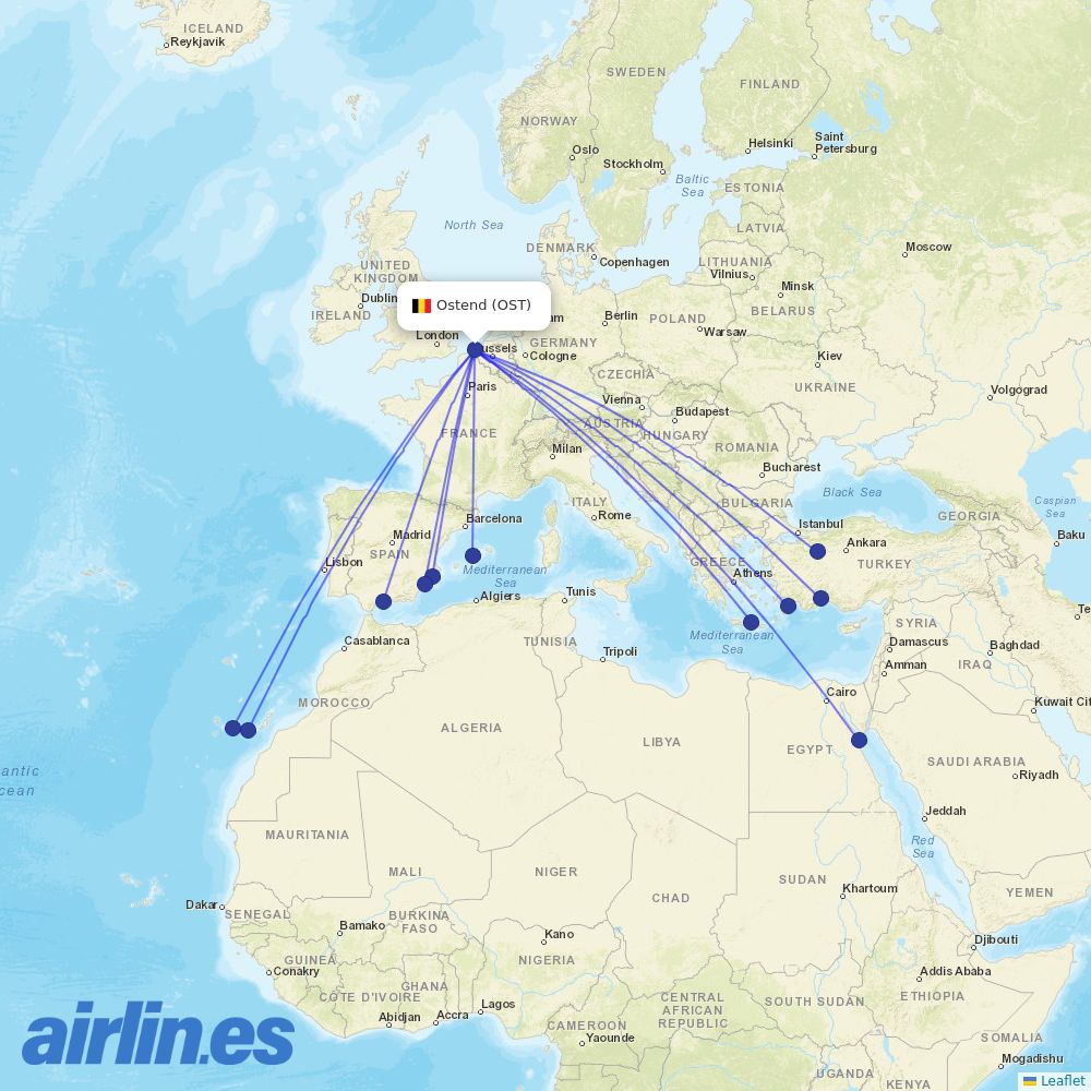 TUI fly at OST route map