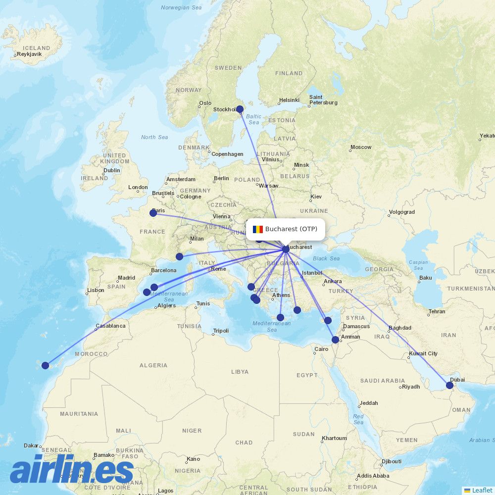 Animawings from Henri Coandă International Airport destination map