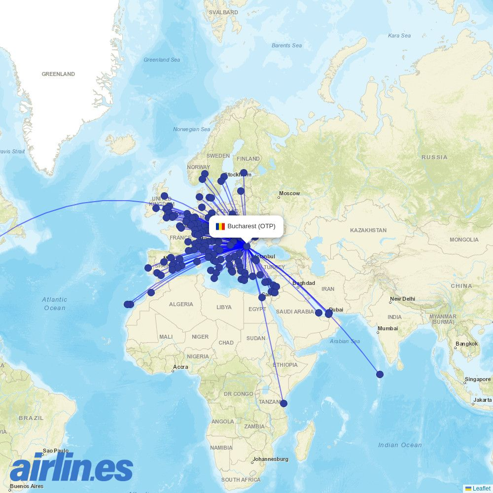 SmartWings from Henri Coandă International Airport destination map