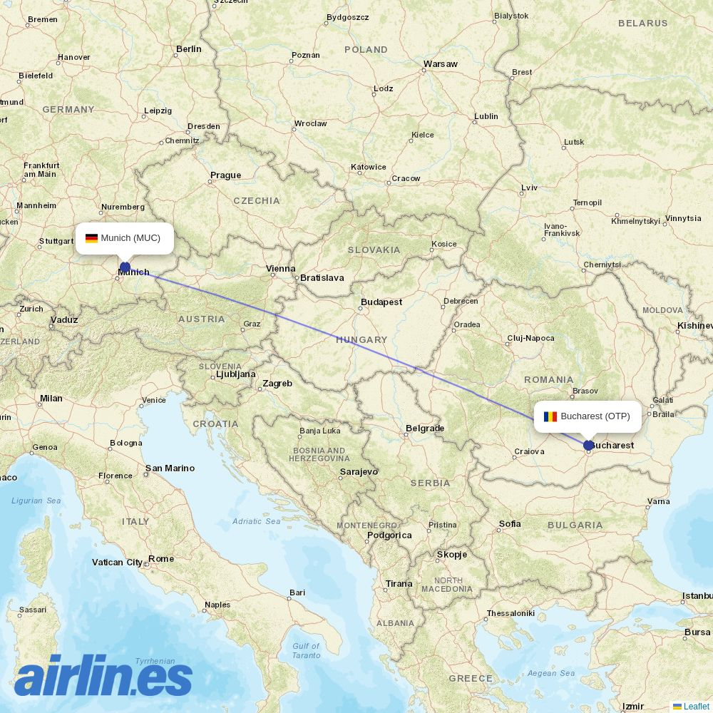 Lufthansa City Airlines from Henri Coandă International Airport destination map
