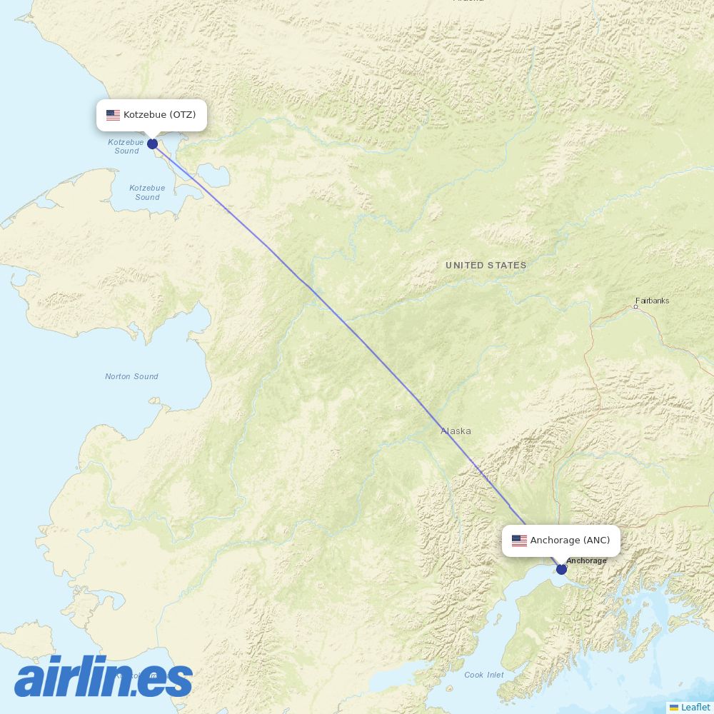 Alaska Airlines from Ralph Wien Mem destination map