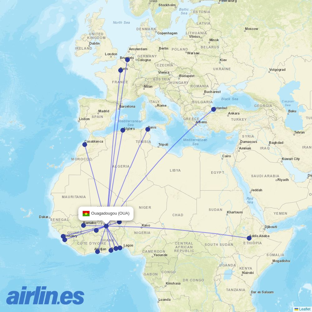 Air Senegal at OUA route map