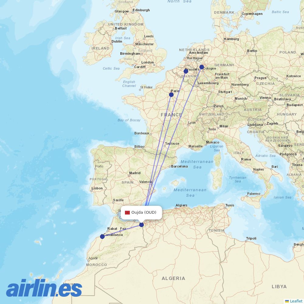 Royal Air Maroc at OUD route map
