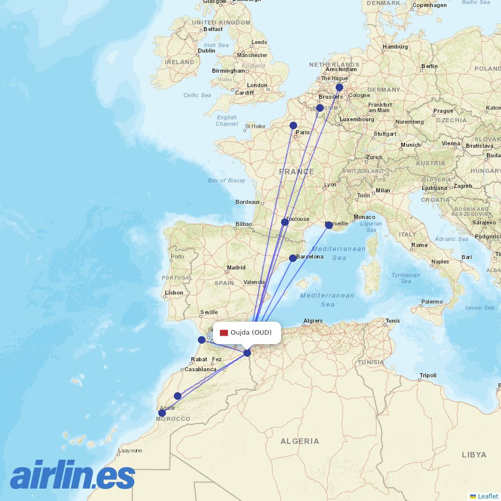Ryanair from Angads destination map