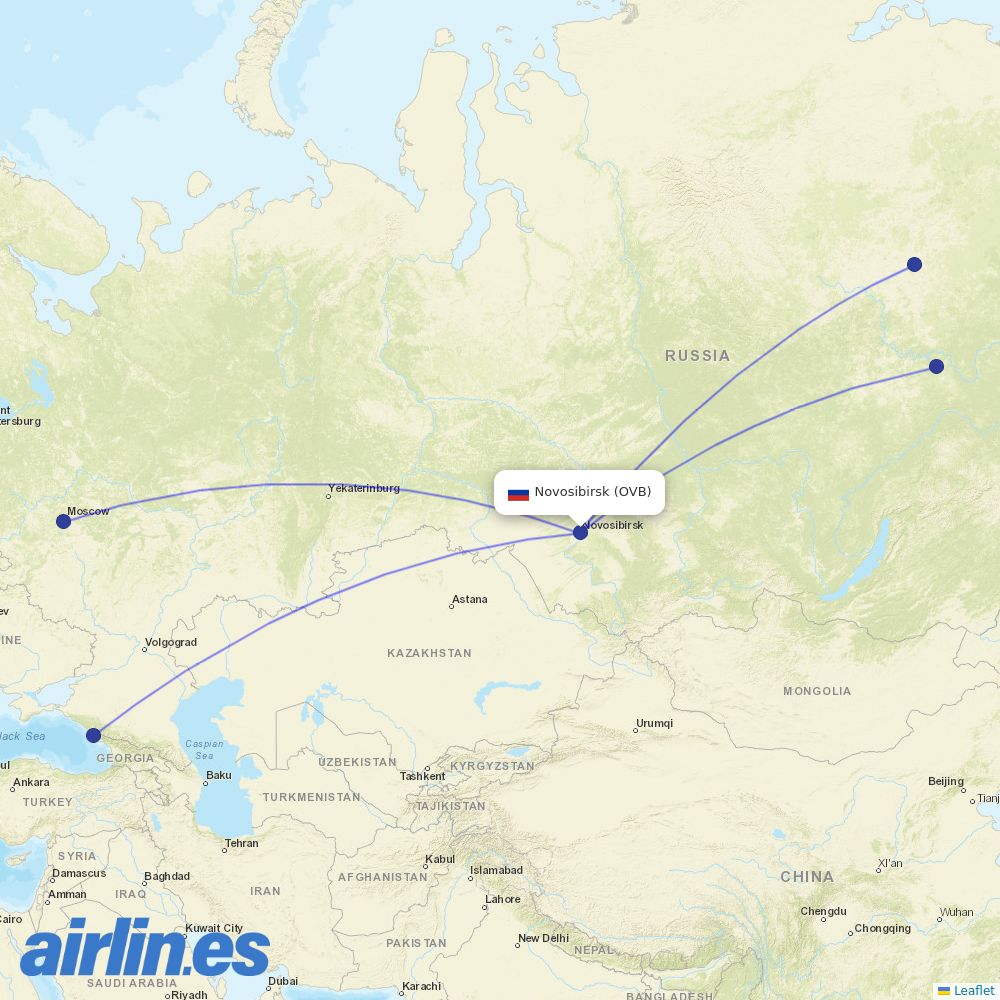 Alrosa from Tolmachevo Airport destination map
