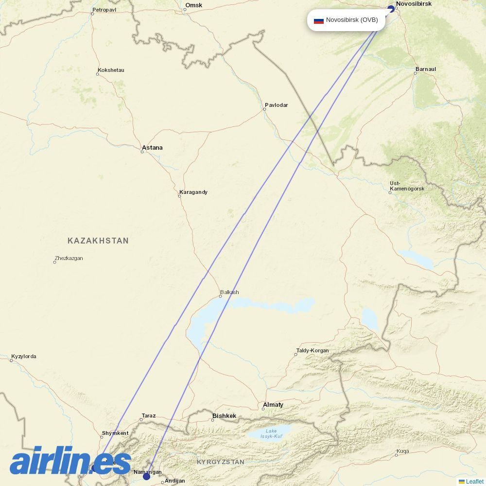 Centrum Air from Tolmachevo Airport destination map