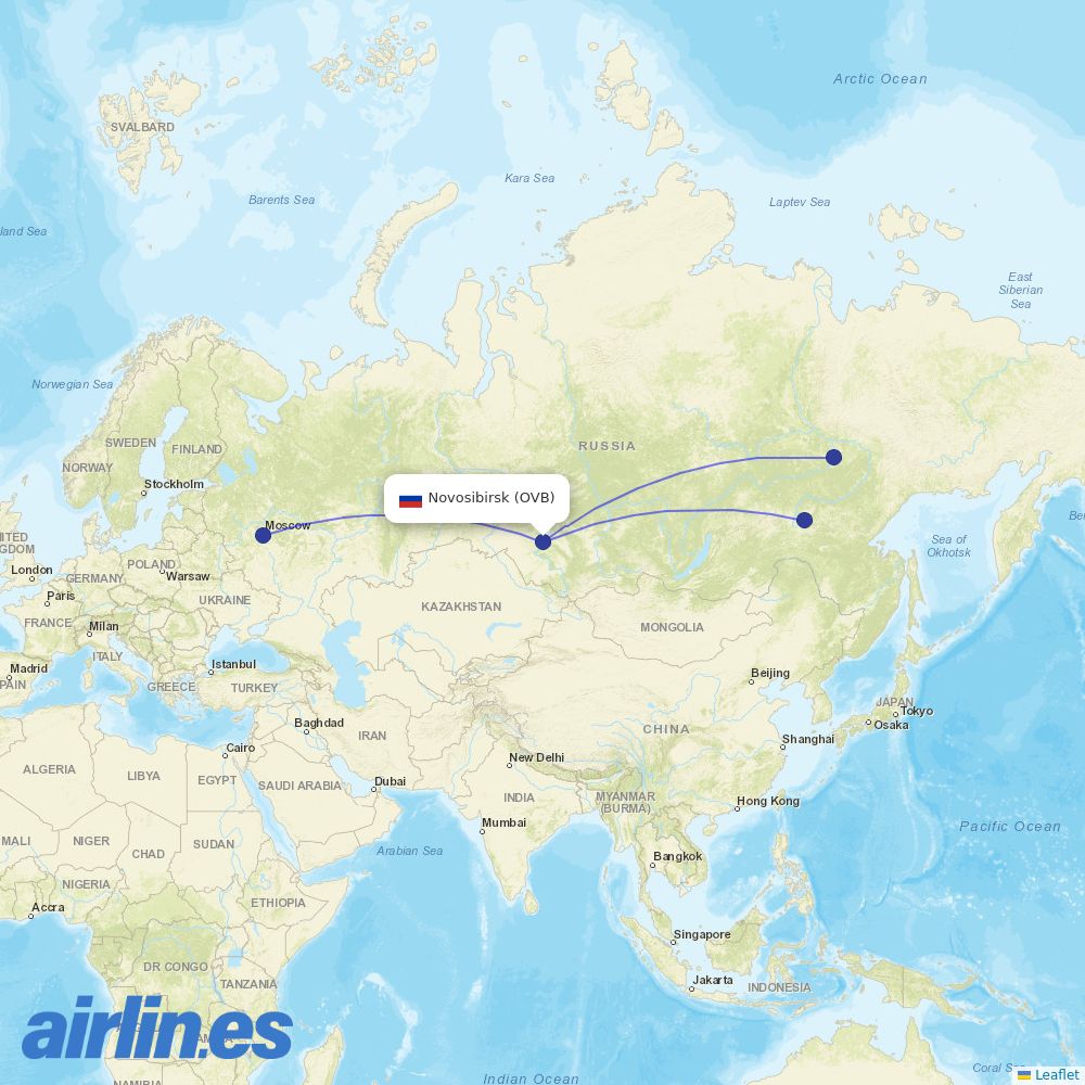 Yakutia at OVB route map