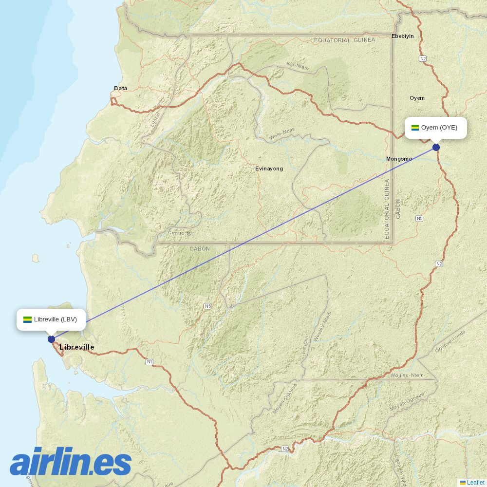 Afrijet at OYE route map